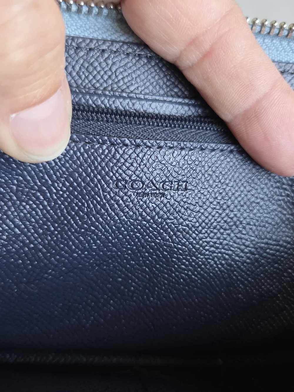 Coach Accordion Zip Wallet in Metallic Blue